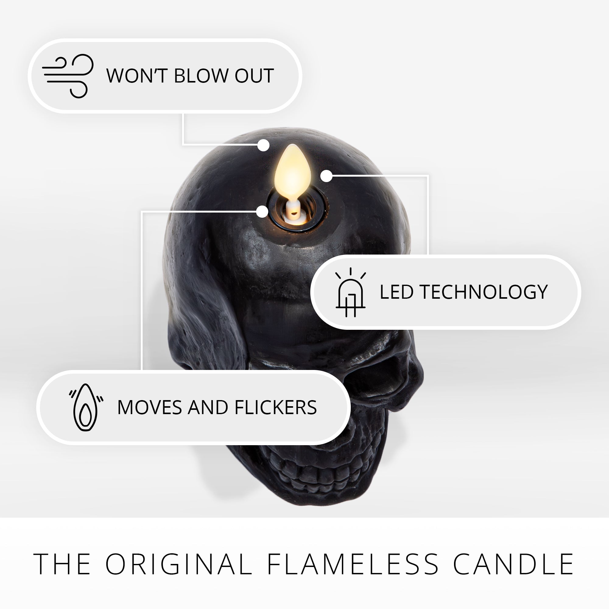 Black Small Flameless Candle Skull