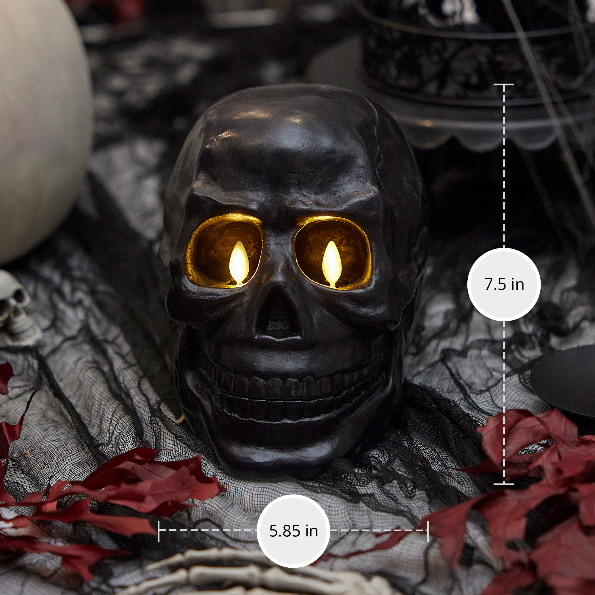 Black Large Flameless Candle Skull