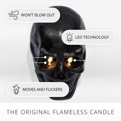 Black Large Flameless Candle Skull