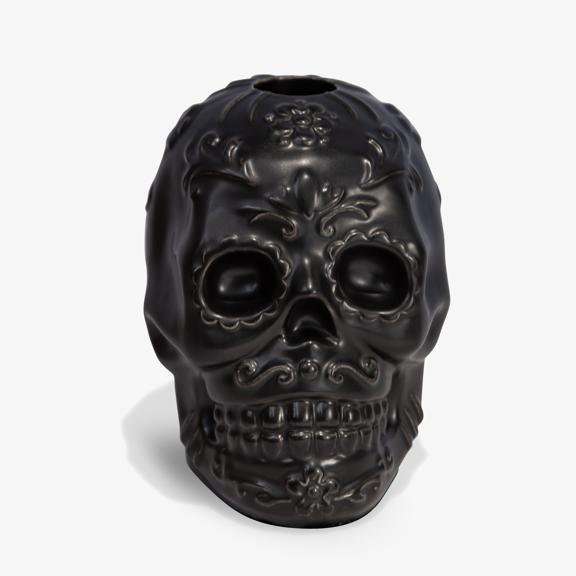 Black Day of the Dead Skull Taper Holder