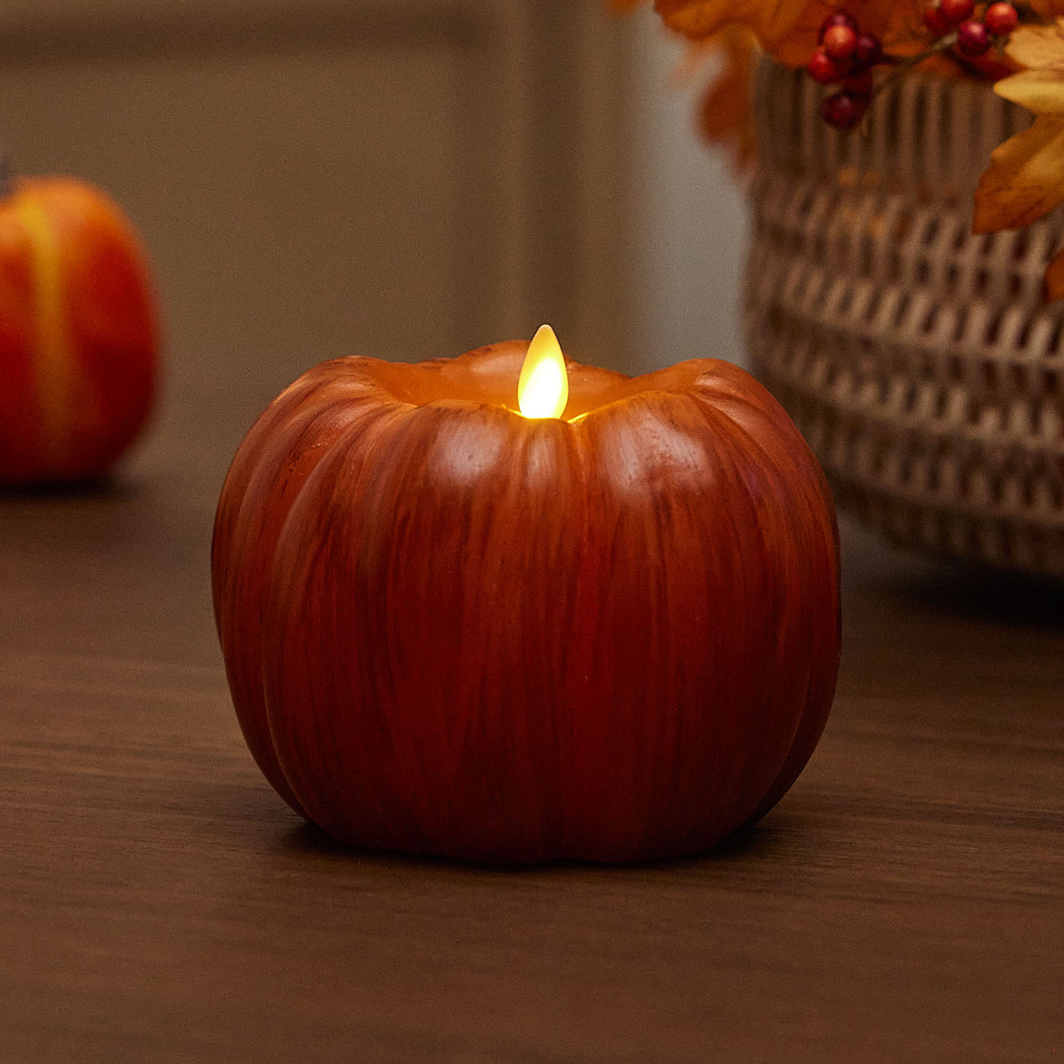 Burnt Orange Flameless Candle Pumpkin